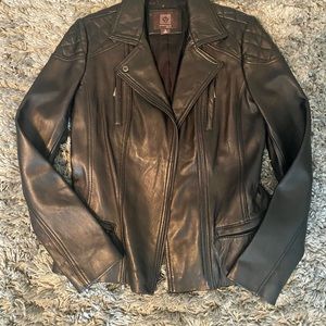 Women’s leather biker jacket